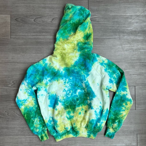 Big Bud Press Green & Blue Tie-dye Sweatshirt Hoodie Size P/XXXS - Picture 2 of 5